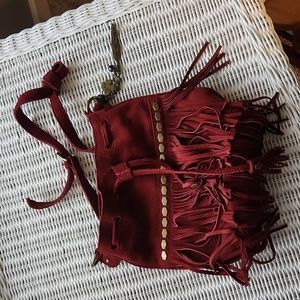 Lucky Brand suede deep red boho shoulder bag